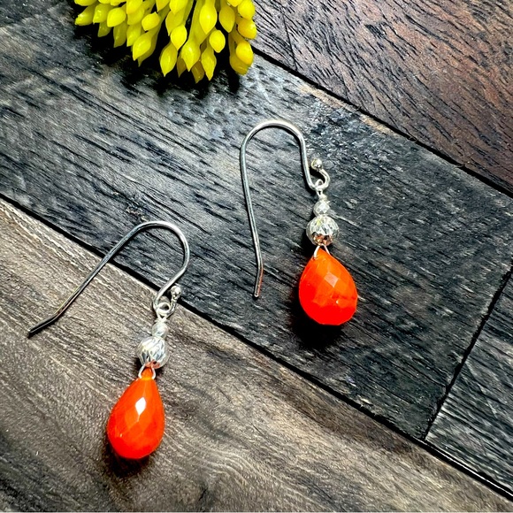 Handmade Jewelry - Carnelian Teardrop Earrings